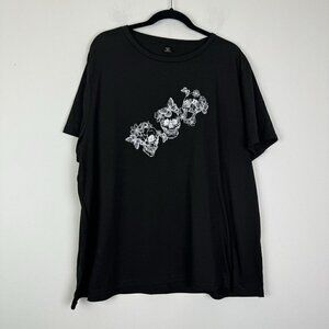 SHEIN Curve Woman’s Black White Skull Graphic Tshirt Size 4XL